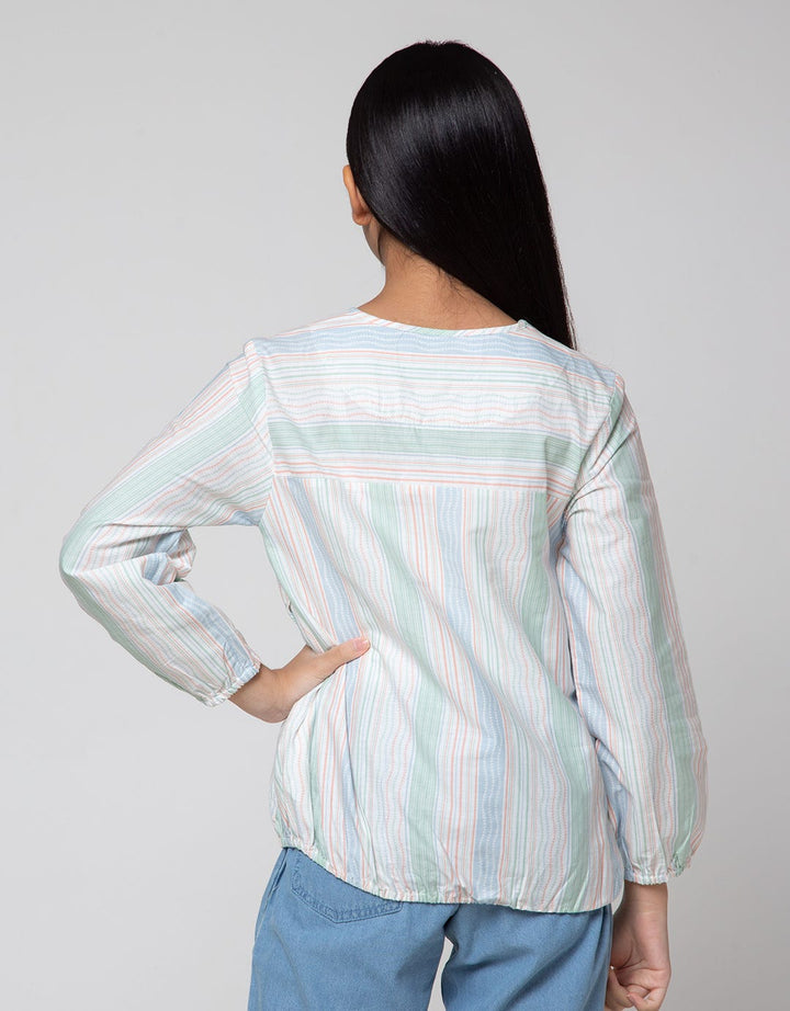 Nevada Long Sleeve Shirt Stripes Kerah Bulat
