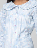 Nevada Long Sleeve Shirt Stripes And Flowers With Big Collar