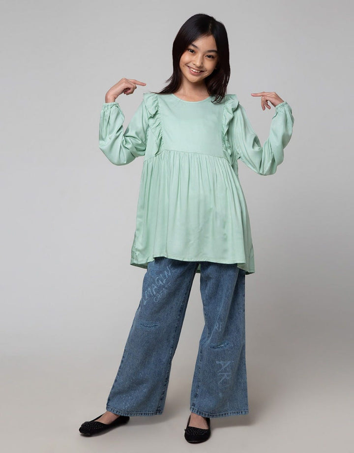 Nevada Ruffle Long Blouse Anak Perempuan
