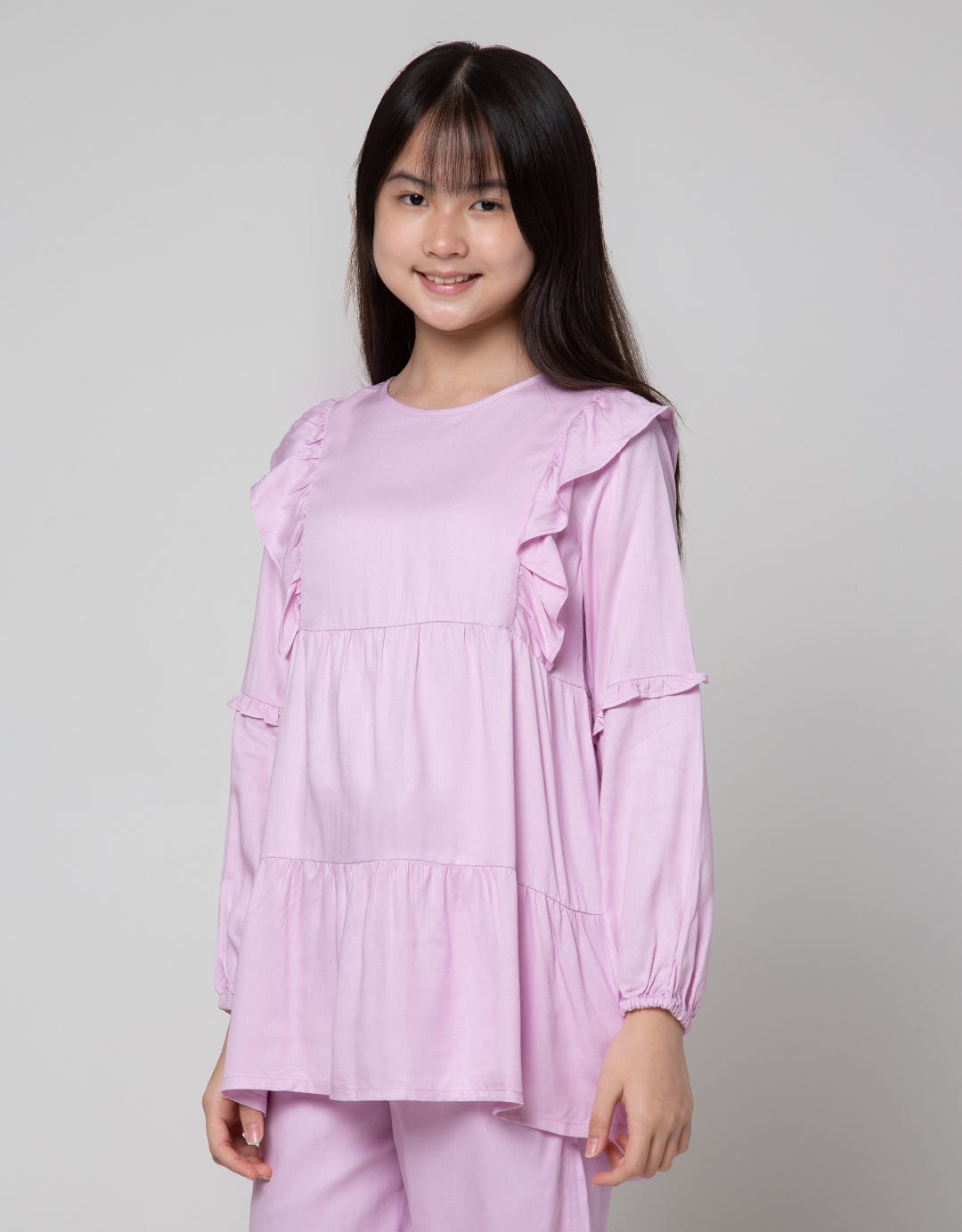 Nevada Ruffle Rayon Kemeja Anak Perempuan
