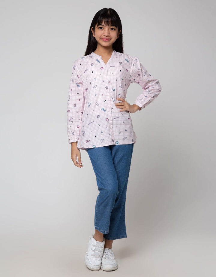 Nevada Long Sleeve Shirt Full Print Doodle Girls