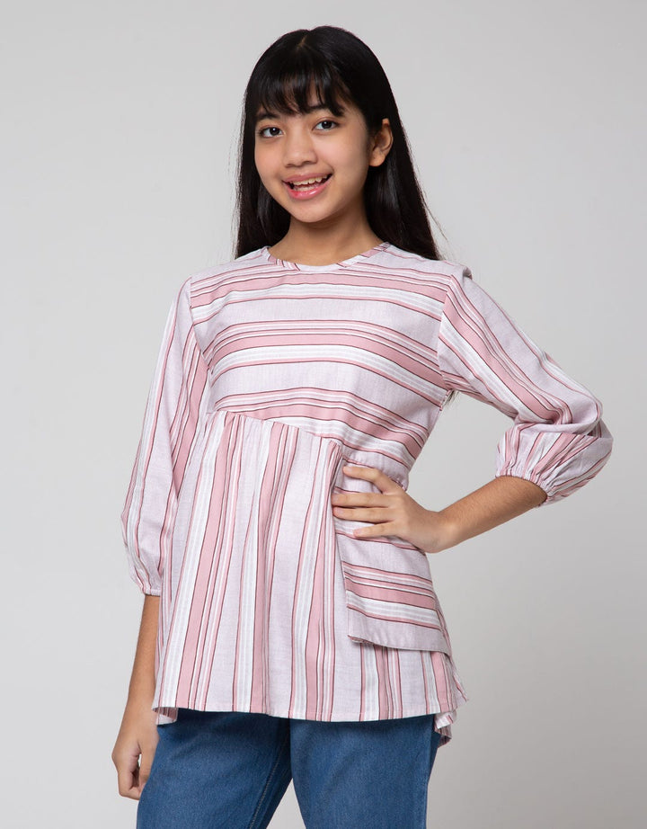 Nevada Long Sleeve Shirt Full Print Stripes Side Pocket