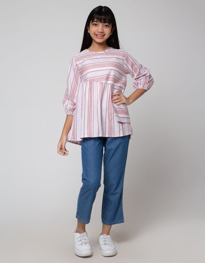 Nevada Long Sleeve Shirt Full Print Stripes Side Pocket