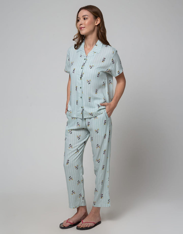 Disney Short Sleeve Pyjama Pants Mickey And Friends Rayon