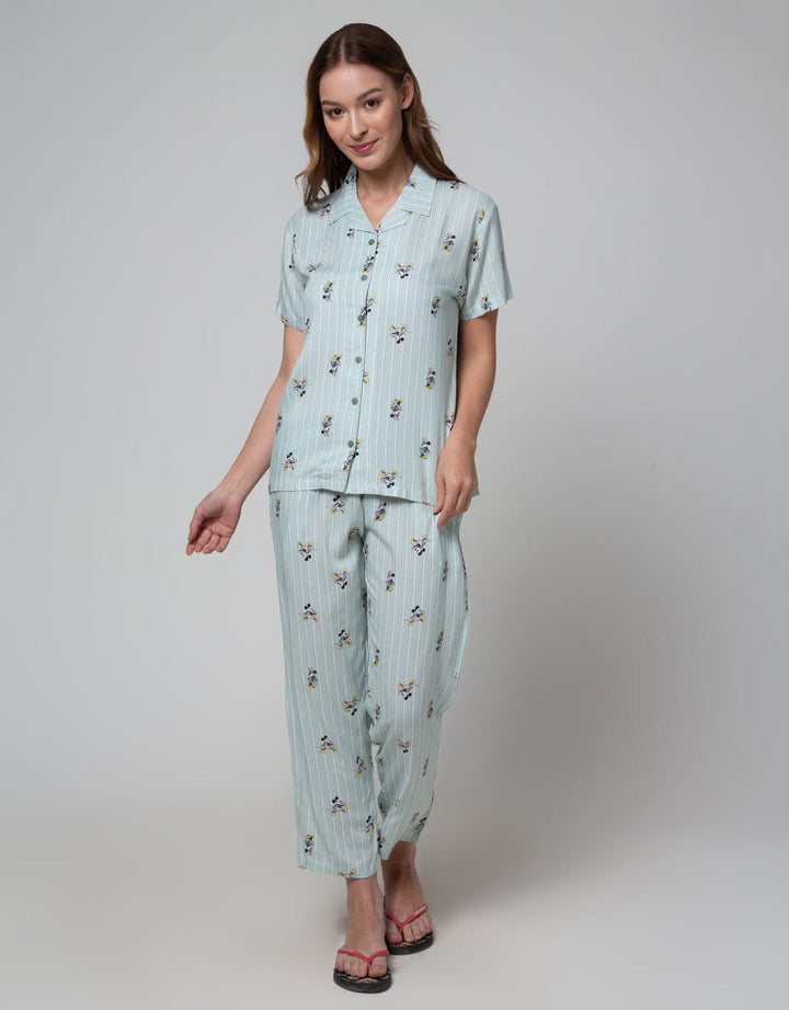 Disney Short Sleeve Pyjama Pants Mickey And Friends Rayon