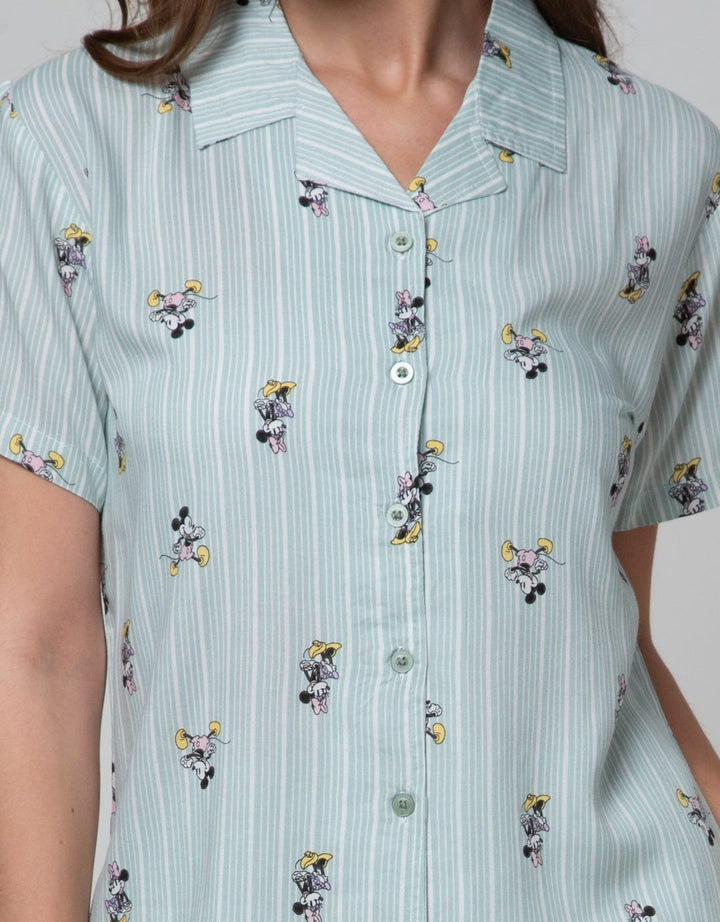 Disney Short Sleeve Pyjama Pants Mickey And Friends Rayon