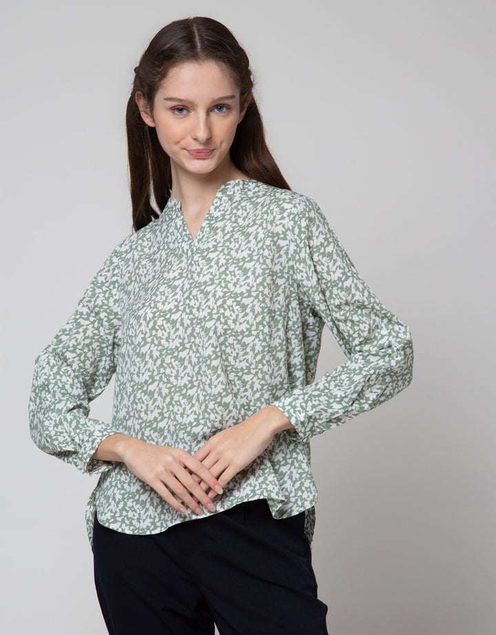 St. Yves Long Sleeve Blouse With Abstrac Print