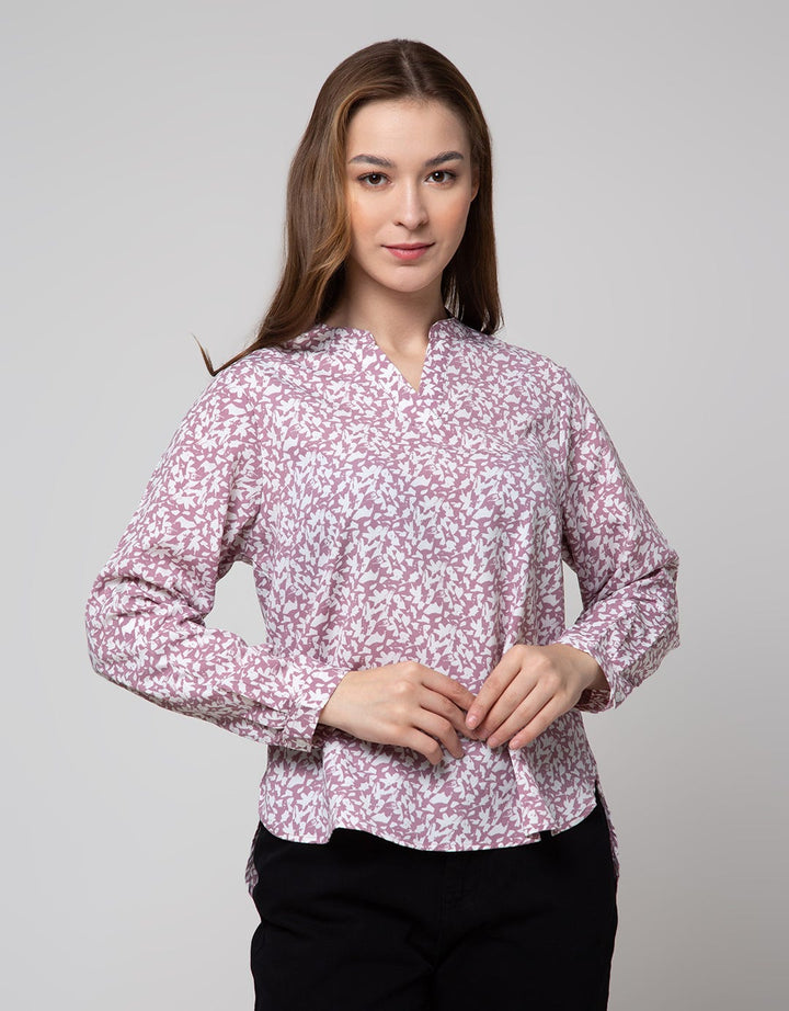 St. Yves Long Sleeve Blouse With Abstrac Print