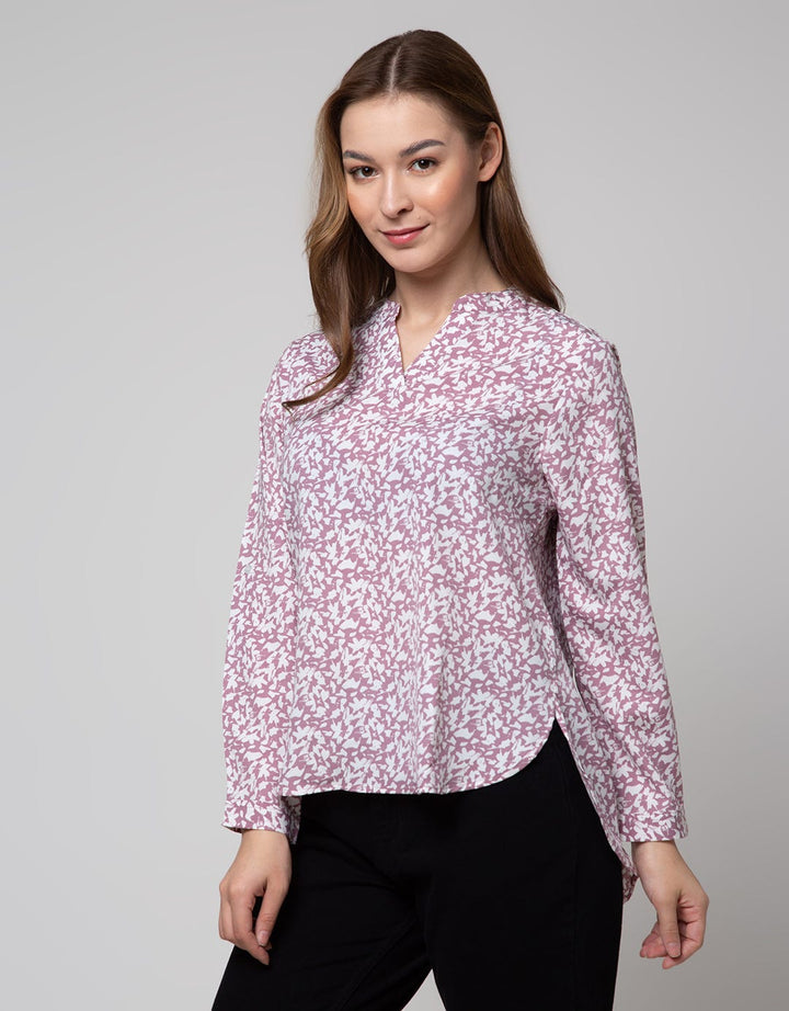 St. Yves Long Sleeve Blouse With Abstrac Print