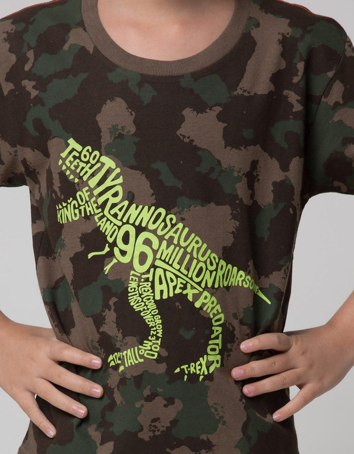 Little M Short Sleeve T-Shirt Dino Camo