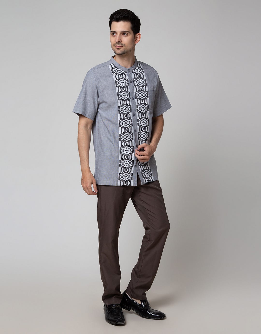 Cole Short Sleeve Koko Yarn Dyed Pintu Full Placket Lebsyd08