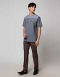 Cole Short Sleeve Koko Yarn Dyed Dada Full Placket Atas