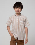 Little M Short Sleeve Kemeja Koko Casual Stripe Oxford Slub