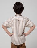 Little M Short Sleeve Kemeja Koko Casual Stripe Oxford Slub
