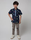 Little M Short Sleeve Shirt Print Dobby Dino