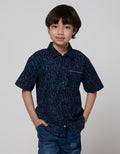 Little M Dot Texture Kemeja Anak Laki-laki