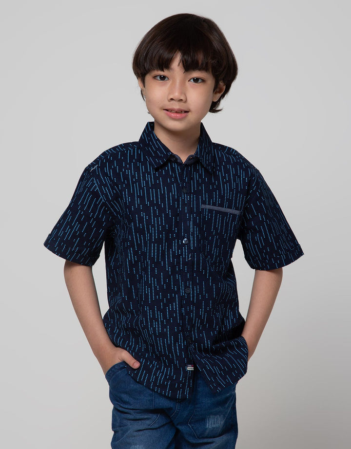 Little M Dot Texture Kemeja Anak Laki-laki