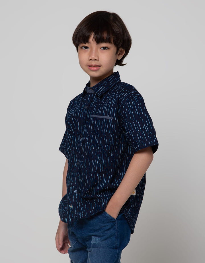 Little M Dot Texture Kemeja Anak Laki-laki