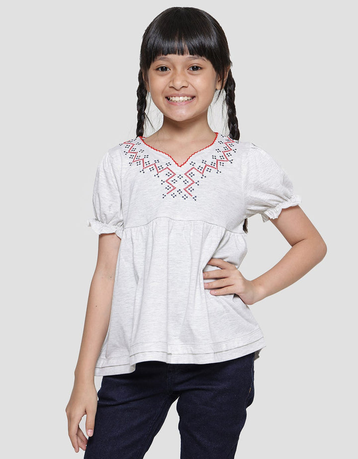 Cardinal Kids Girl V-neck Motif Blouse Anak Perempuan