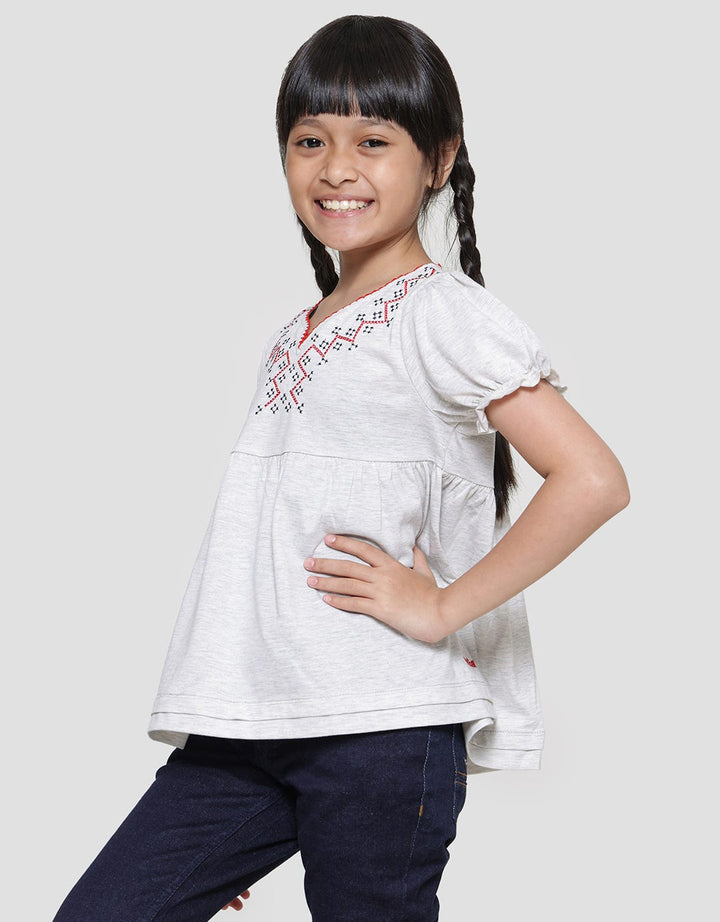 Cardinal Kids Girl V-neck Motif Blouse Anak Perempuan
