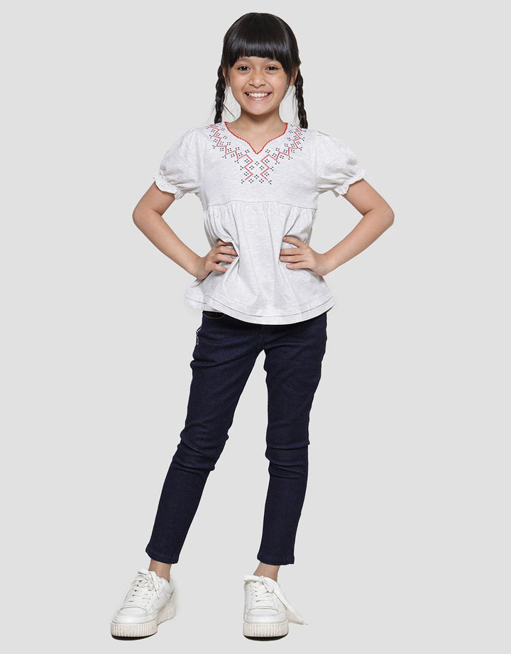 Cardinal Kids Girl V-neck Motif Blouse Anak Perempuan