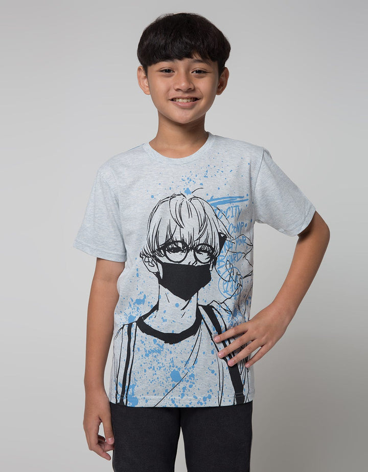 Nevada Short Sleeve T-Shirt Anime Boys Blue Splash