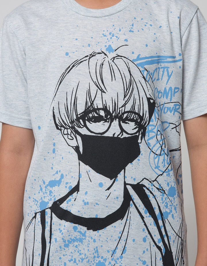 Nevada Short Sleeve T-Shirt Anime Boys Blue Splash