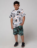 Nevada Short Pants Relaxed Oxford Leno Camo Print Loosefit