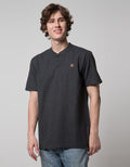 Cole Short Sleeve T-Shirt Henley With Pop Corn Look Solid