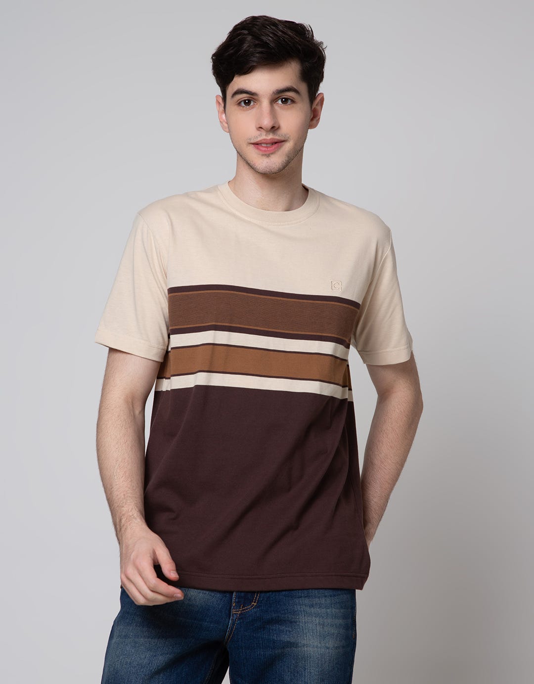 Cole Short Sleeve T-Shirt Block With Stripes At Chest