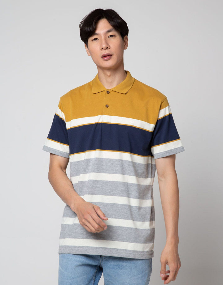 Cole Short Sleeve Polo Shirt Contrast Color Stripe