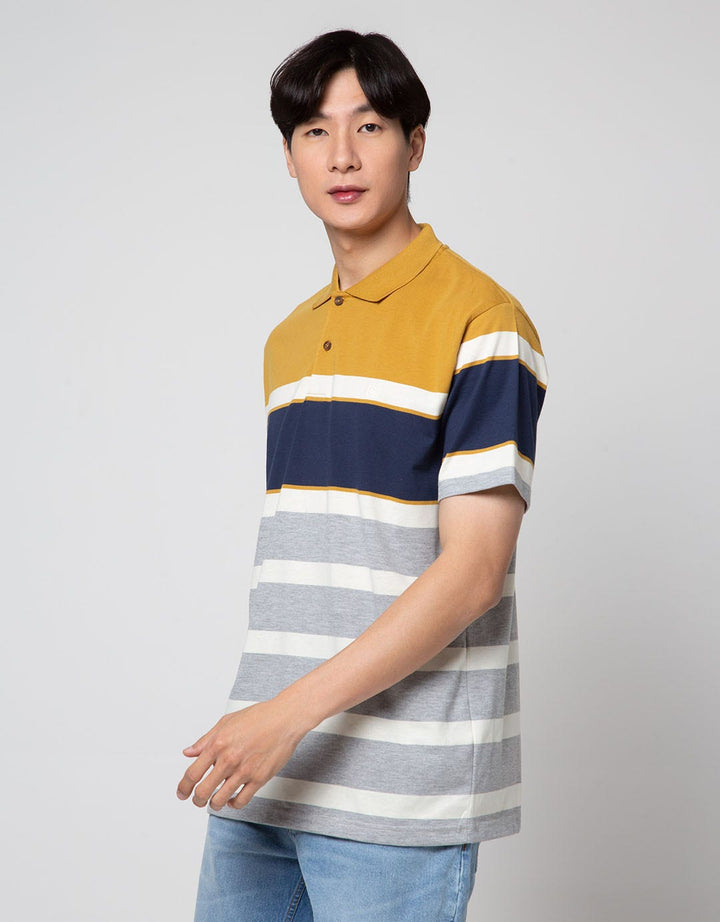 Cole Short Sleeve Polo Shirt Contrast Color Stripe