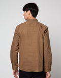 Cole Long Sleeve Shirt Woven Cotton Slub Mandarin Collar