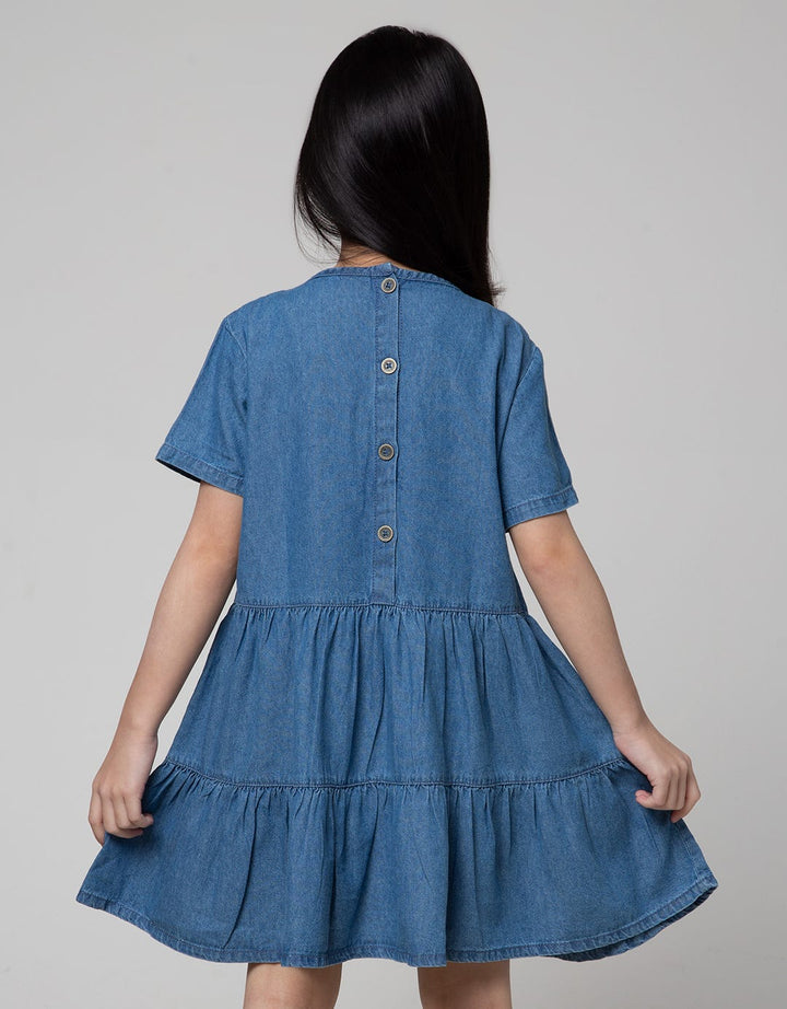 Little M Butterfly Denim Dress Anak Perempuan