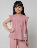 Little M Waffle Cat Print Kaos Anak Perempuan