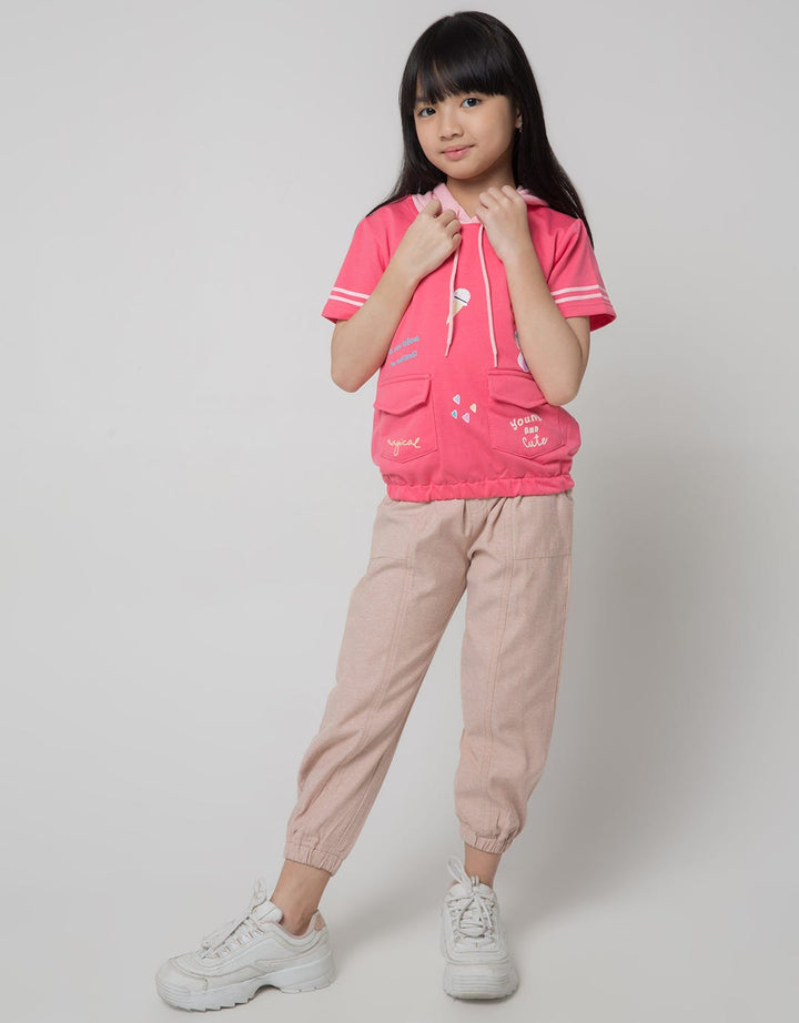 Little M Short Sleeve T-Shirt Hoody Kantong Unicorn Doodle