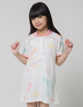 Little M Short Sleeve Midi Dress Hoody Full Unicorn Print