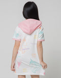 Little M Short Sleeve Midi Dress Hoody Full Unicorn Print