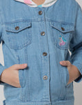 Little M Jacket Denim Komb Knit Unicorn