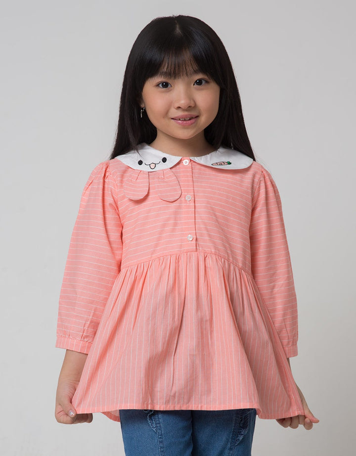 Little M Long Sleeve Blouse Rabbit Embroidery Collar