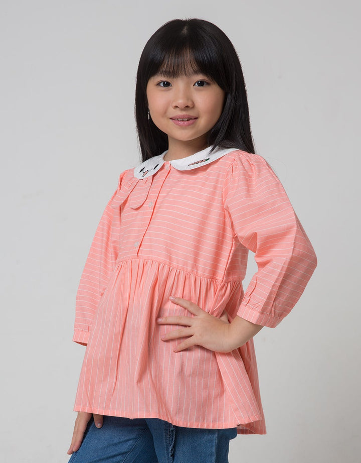 Little M Long Sleeve Blouse Rabbit Embroidery Collar