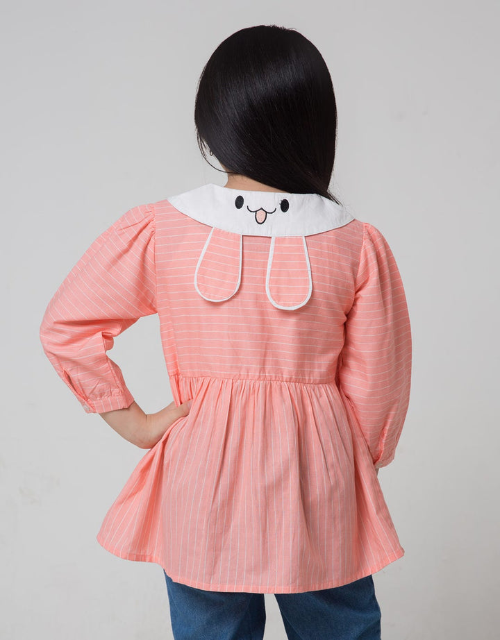 Little M Long Sleeve Blouse Rabbit Embroidery Collar