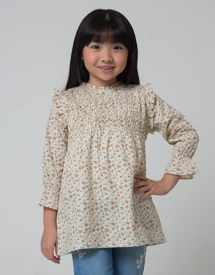 Little M Long Sleeve Blouse Print Ruffle Smok Dada