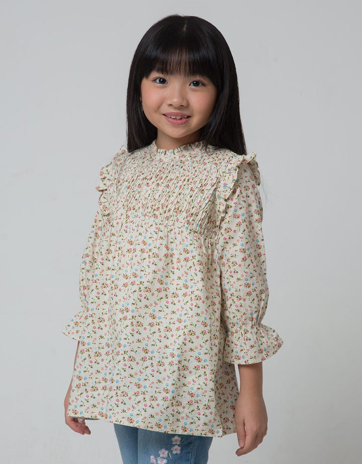 Little M Long Sleeve Blouse Print Ruffle Smok Dada