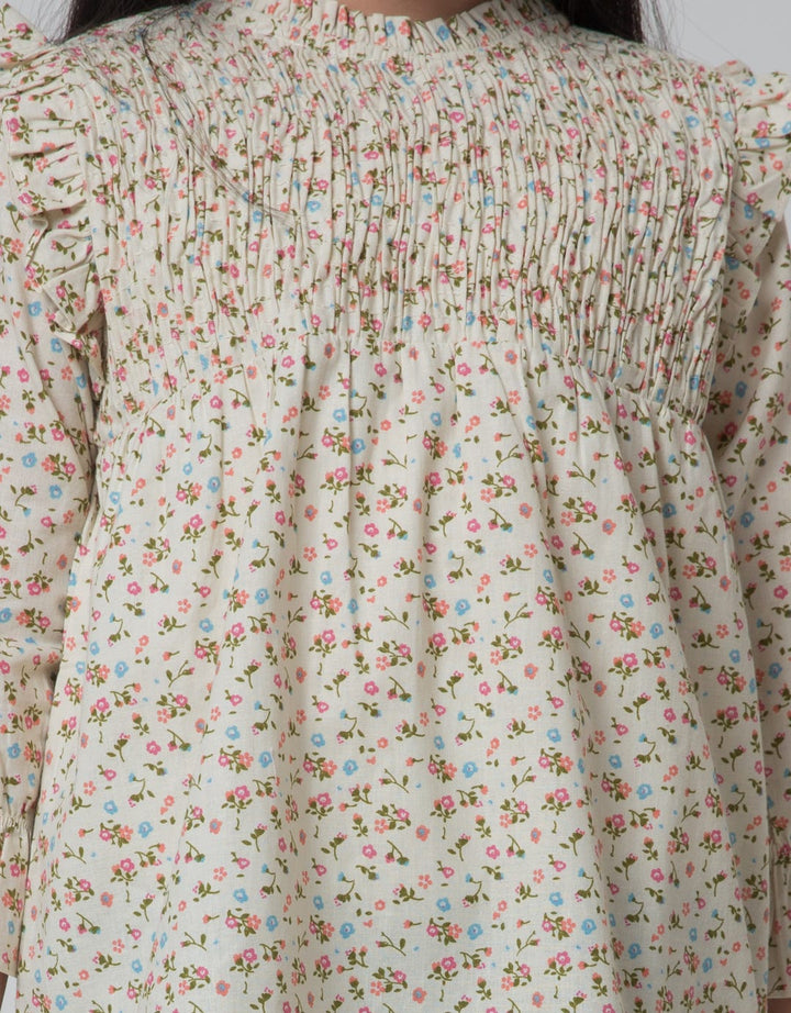 Little M Long Sleeve Blouse Print Ruffle Smok Dada
