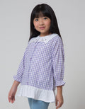 Little M Neck Checks Blouse Anak Perempuan