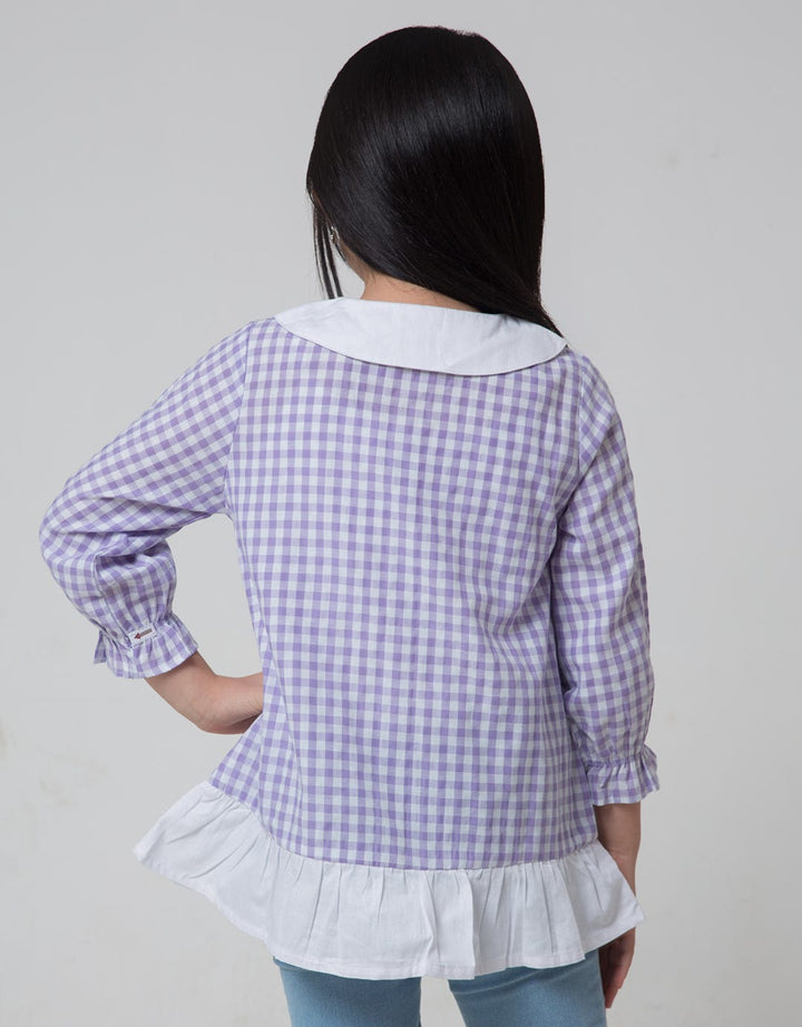 Little M Neck Checks Blouse Anak Perempuan