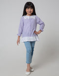 Little M Neck Checks Blouse Anak Perempuan