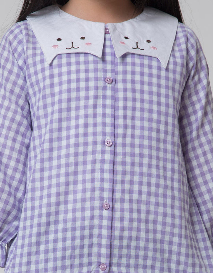 Little M Neck Checks Blouse Anak Perempuan