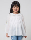 Little M Long Sleeve Blouse Dobby Round Collar Embroidery